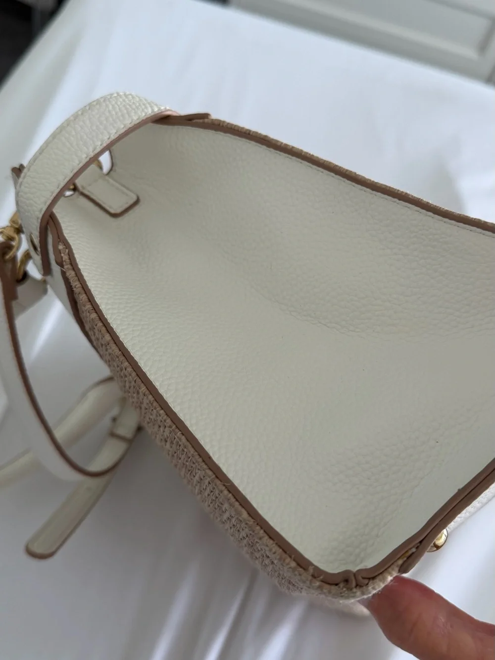 Nanette Lepore White & Natural Woven Satchel